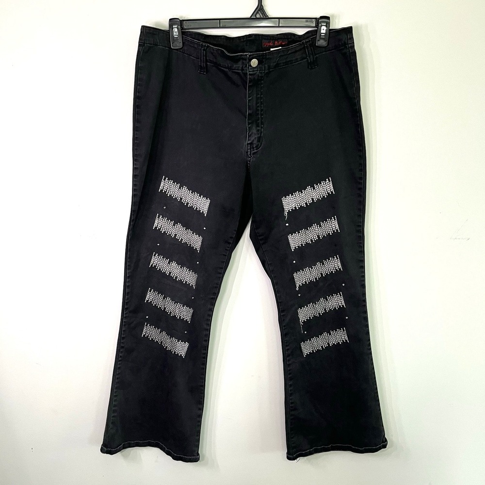 Apple Bottom Jeans Womens Size 18 Y2K Bootcut Black Embellished Stitched
